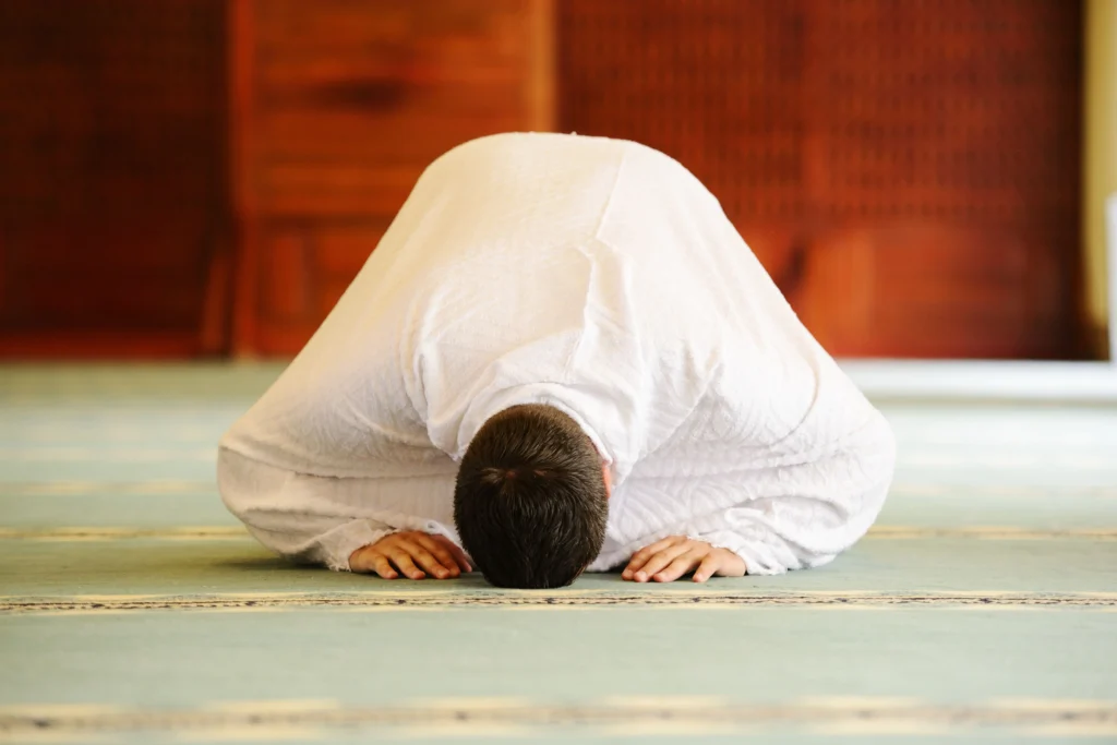 muslim wearing ihram clothes and ready for hajj