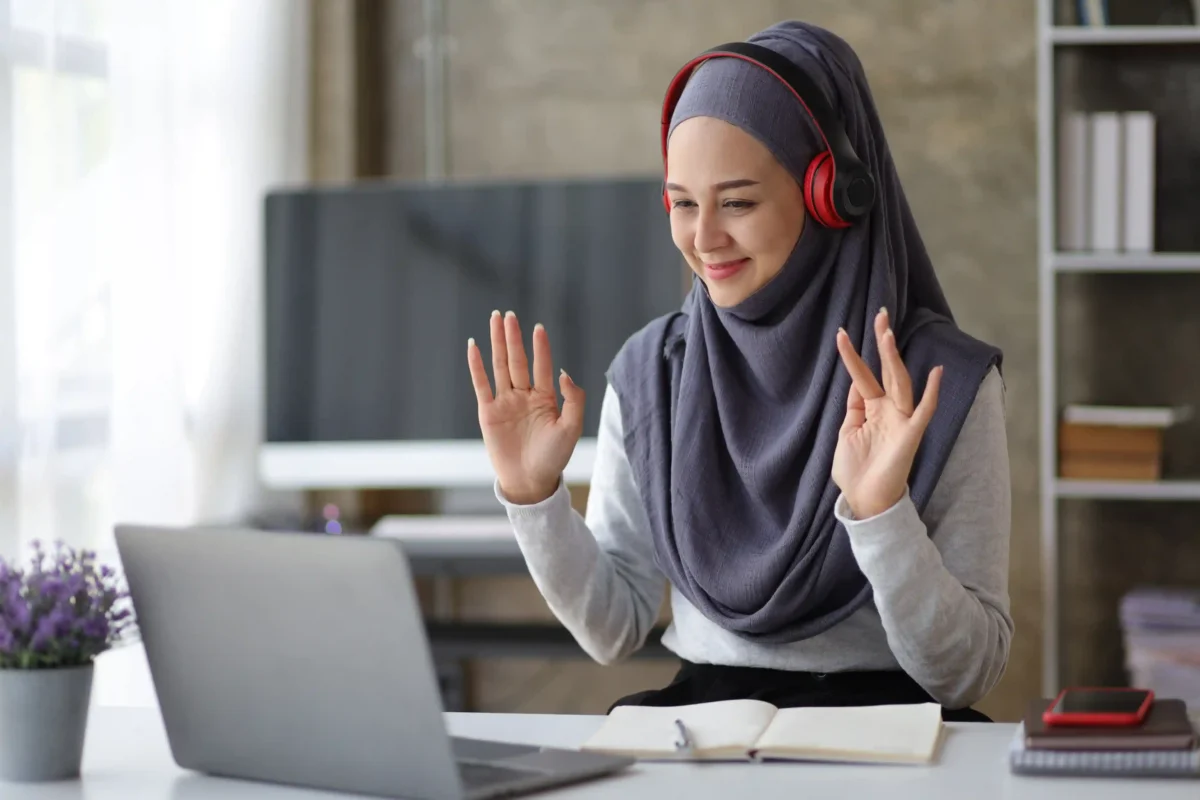 Adult Muslim Woman taking online Quran class